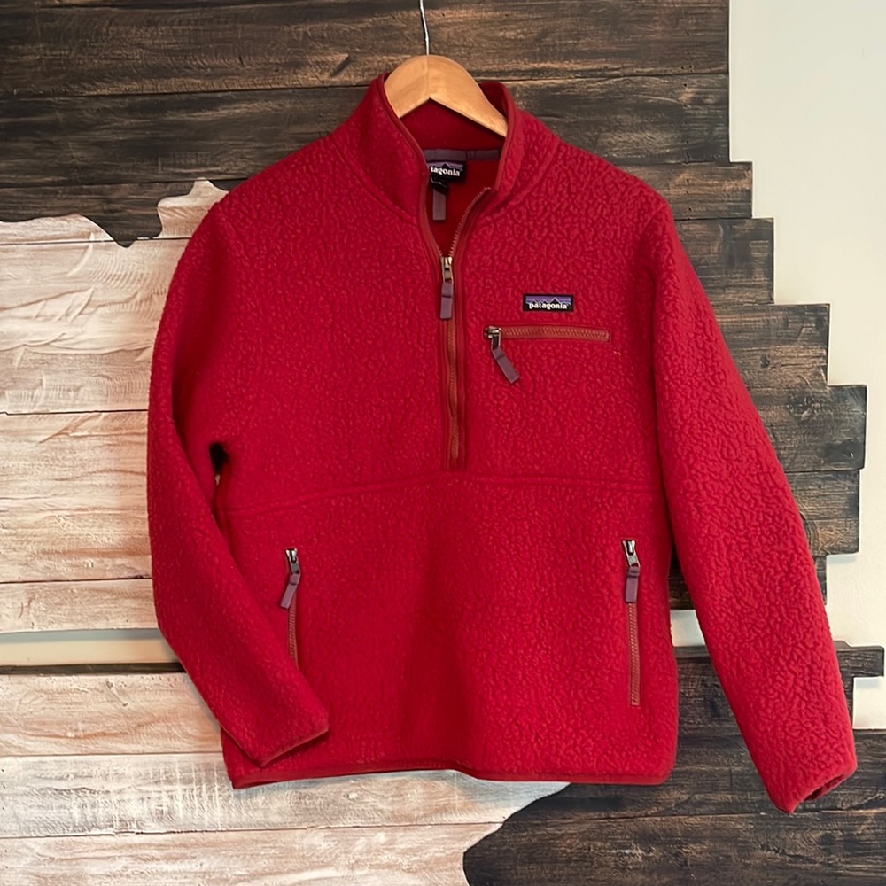 Patagonia Retro Pile Pullover fleece - 1/4 Zip - Size Small - Collegiate Red